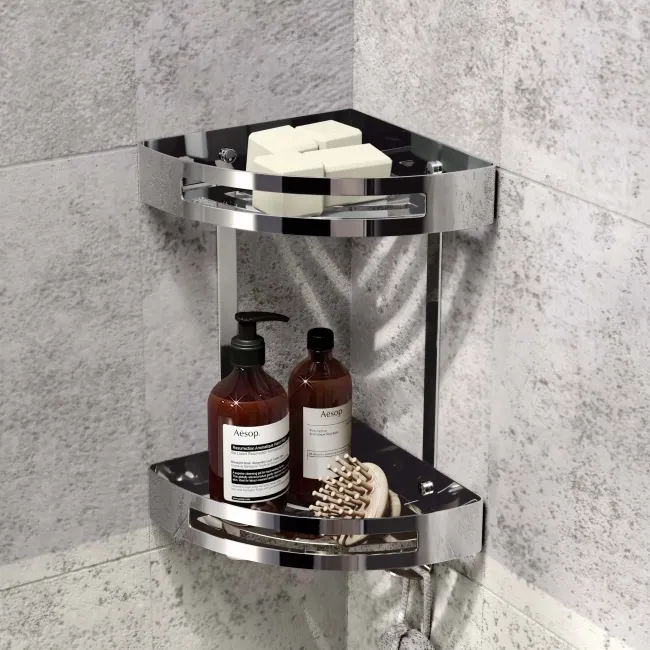Ivy Chrome Double Corner Shower Basket