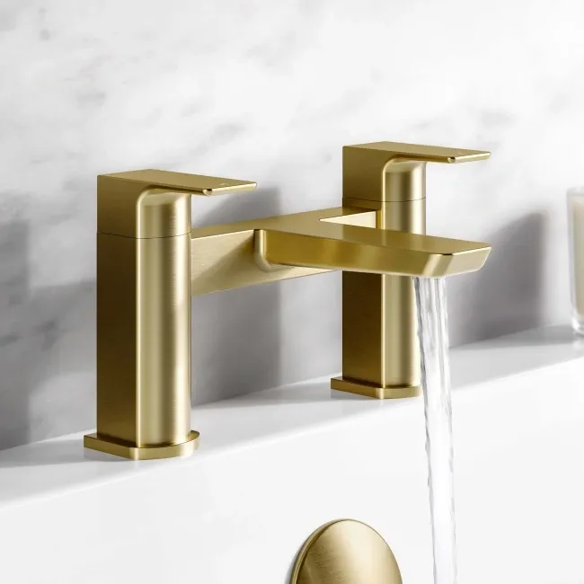 Soar Brushed Brass Basin & Bath Mixer Tap Set