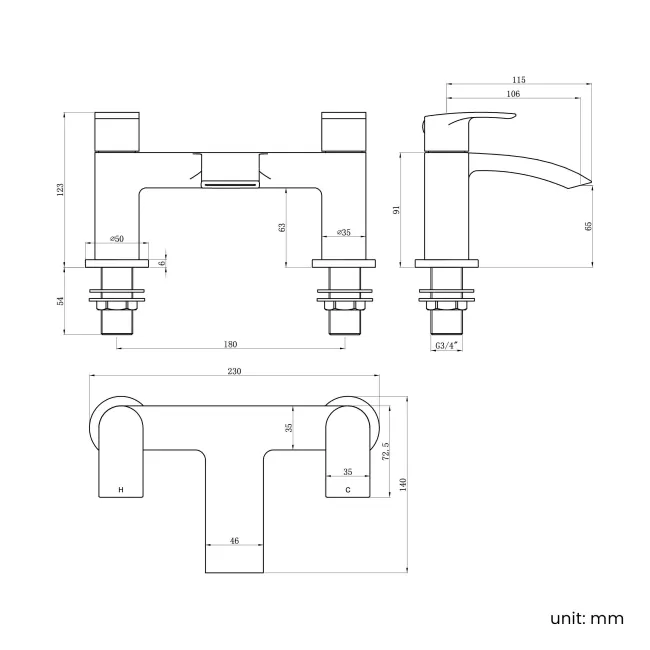 Severn Brushed Brass Basin & Bath Mixer Tap Set