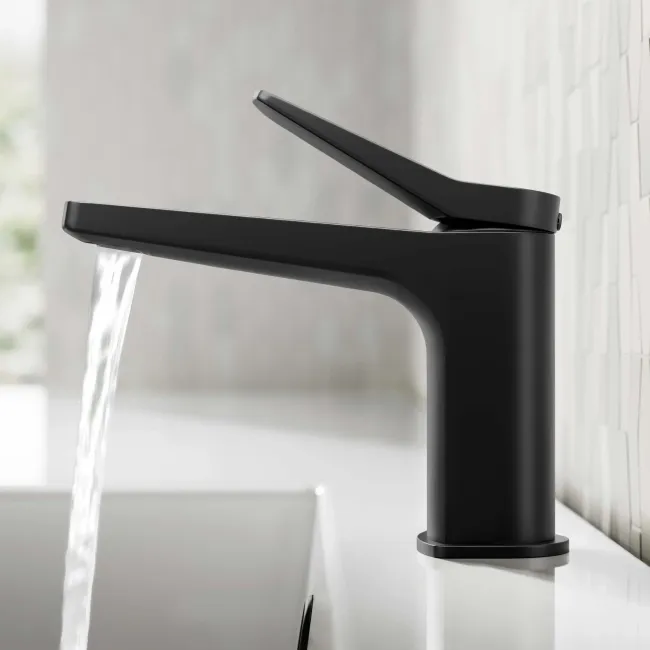 Aire Matt Black Basin & Shower Bath Mixer Tap Set
