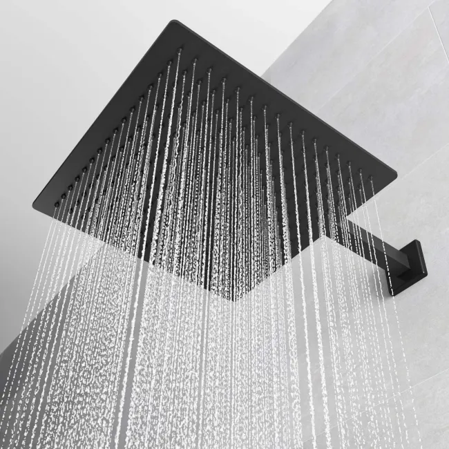 Galway Premium Matt Black Square Thermostatic Shower Set - 300mm Head