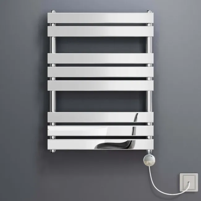 Santorini Electric Chrome Flat Panel Heated Towel Rail 800x600mm