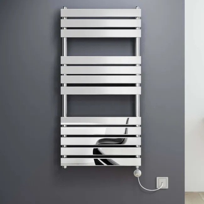 Santorini Electric Chrome Flat Panel Heated Towel Rail 1200x600mm