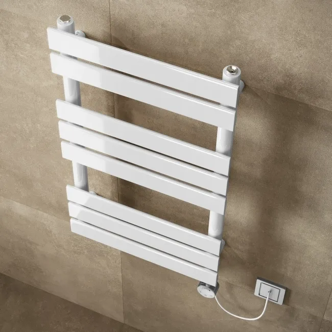 Santorini Electric White Flat Panel Heated Towel Rail 800x450mm