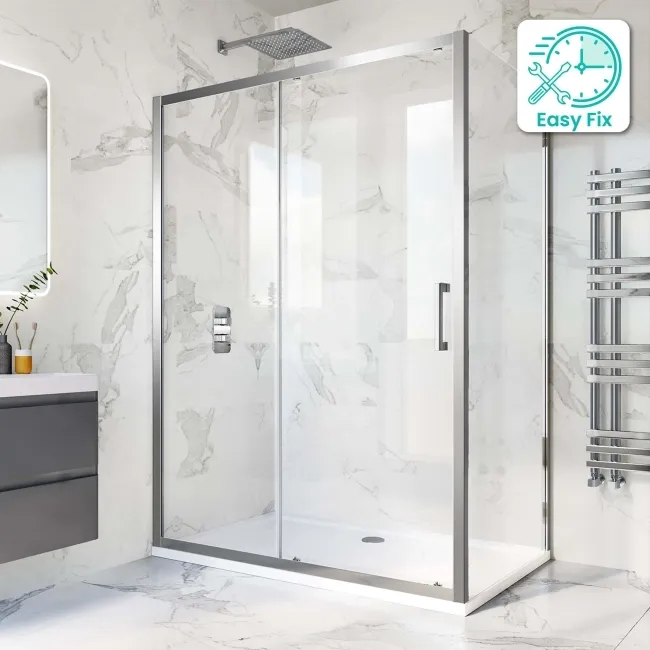 Hamburg Easy Clean 8mm Sliding Shower Enclosure 1400x900mm - Easy Fix Feature