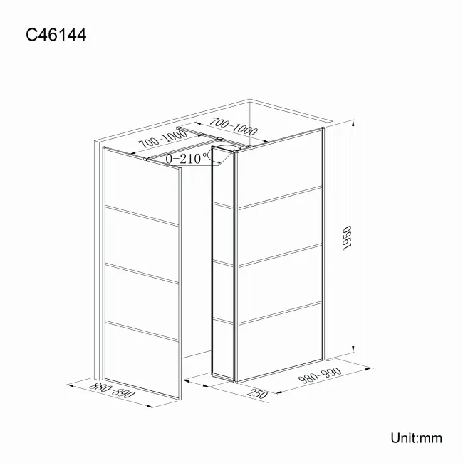 Munich Matt Black Grid 8mm Walk In Shower Enclosure 1000mm & 900mm Glass with Pivotal Return Panel