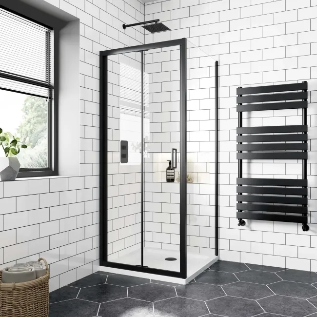 London Matt Black 6mm Bifold Shower Enclosure 760x760mm