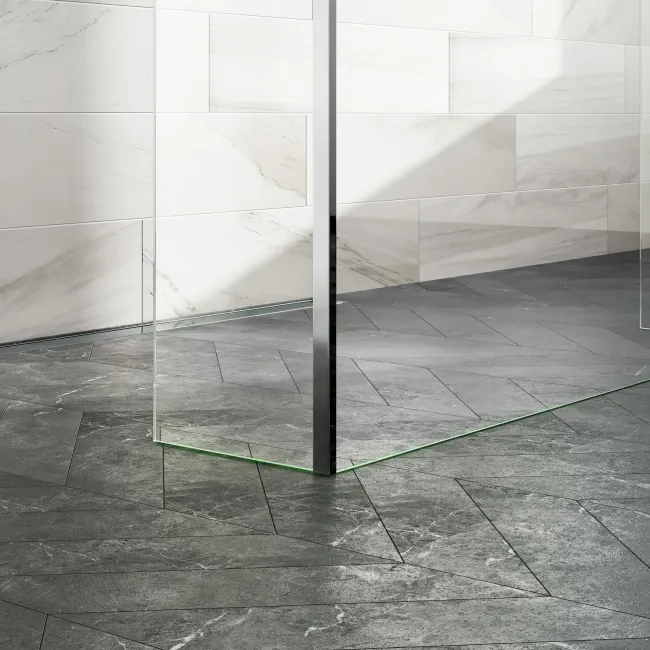 Copenhagen Easy Clean 8mm Walk Through Wet Room Shower Glass Panel 1400mm & 250mm Return Panel