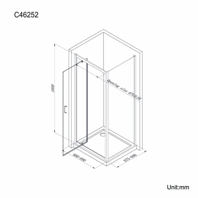 London 6mm Pivot Shower Enclosure 700x700mm
