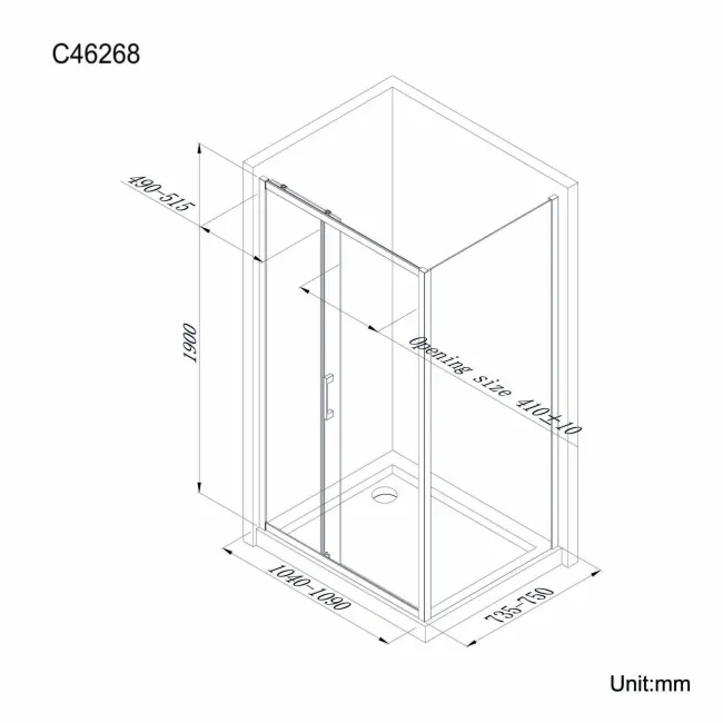 Hamburg Easy Clean 8mm Sliding Shower Enclosure 1100x760mm - Easy Fix Feature