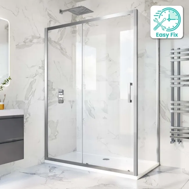 Hamburg Easy Clean 8mm Sliding Shower Enclosure 1400x760mm - Easy Fix Feature
