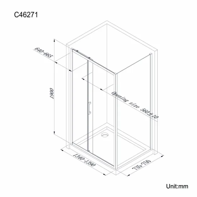 Hamburg Easy Clean 8mm Sliding Shower Enclosure 1400x760mm - Easy Fix Feature