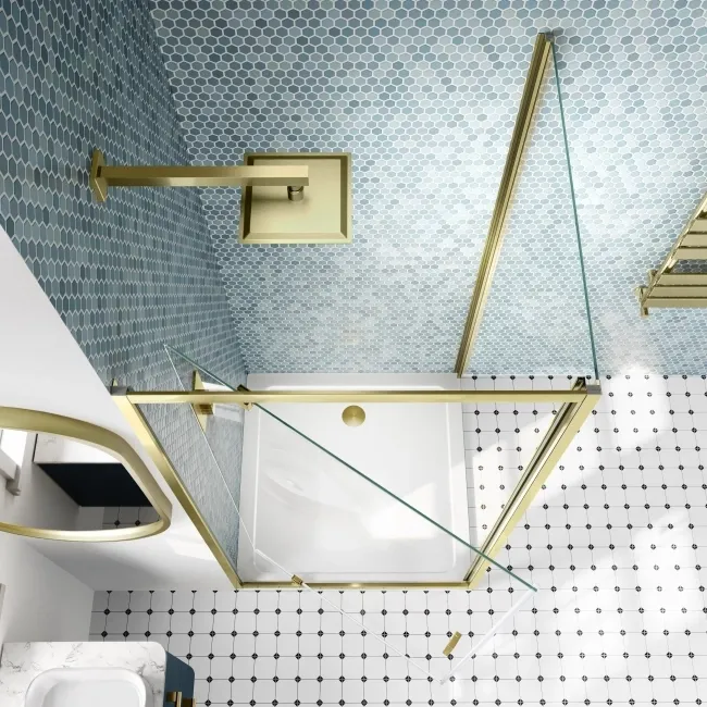 London Brushed Brass 6mm Pivot Shower Enclosure 900x900mm