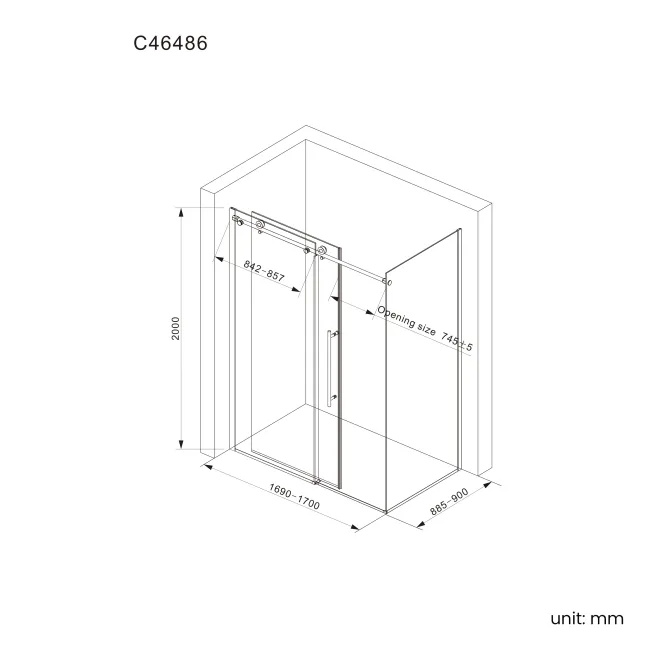Prague 8mm Soft Closing Sliding Shower Enclosure 1700x900mm