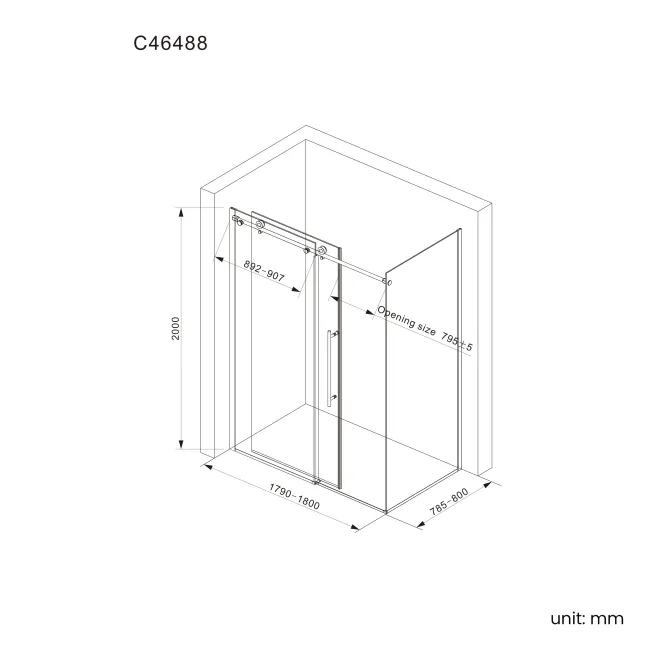 Prague 8mm Soft Closing Sliding Shower Enclosure 1800x800mm