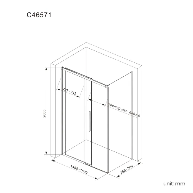 Lisbon Brushed Brass 8mm Sliding Shower Enclosure 1500x800mm