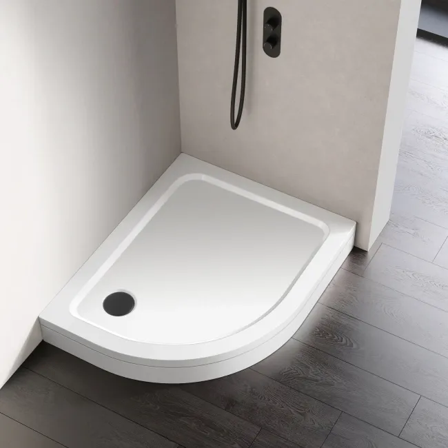 London Offset Quadrant Stone Shower Tray 1000x800mm - Left Handed & Riser Kit
