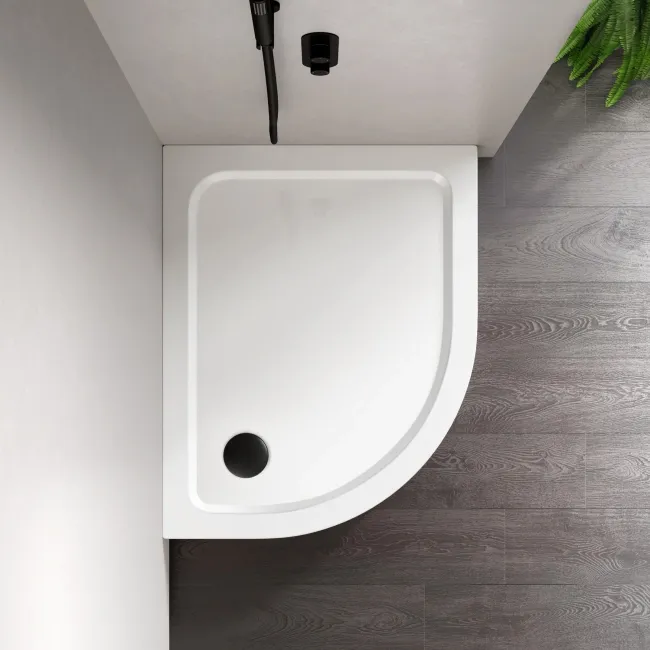 London Offset Quadrant Stone Shower Tray 1000x800mm - Left Handed & Riser Kit