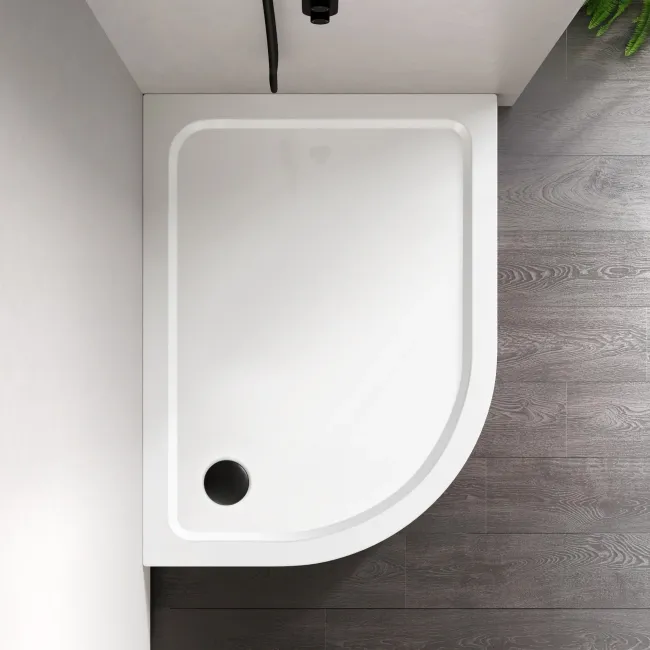 London Offset Quadrant Stone Shower Tray 1200x800mm - Left Handed & Riser Kit
