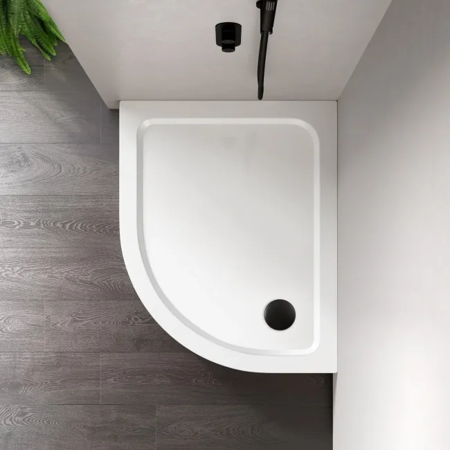 London Offset Quadrant Stone Shower Tray 1000x800mm - Right Handed & Riser Kit
