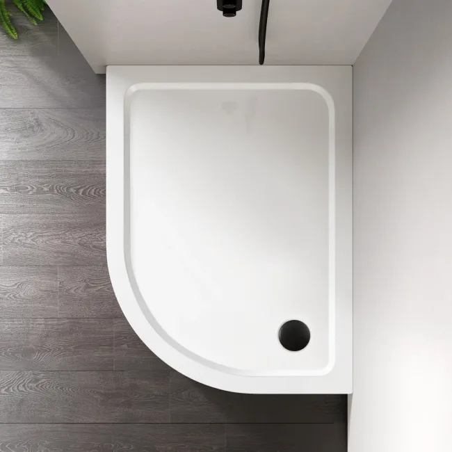 London Offset Quadrant Stone Shower Tray 1200x800mm - Right Handed & Riser Kit