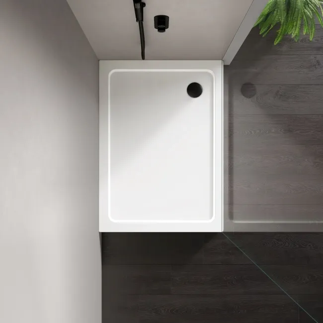 London Rectangular Stone Shower Tray 1100x800mm & Riser Kit