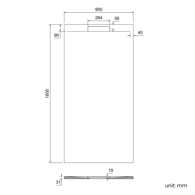 Tokyo Rectangular Matt White Slate Texture Stone Shower Tray 1800x900mm