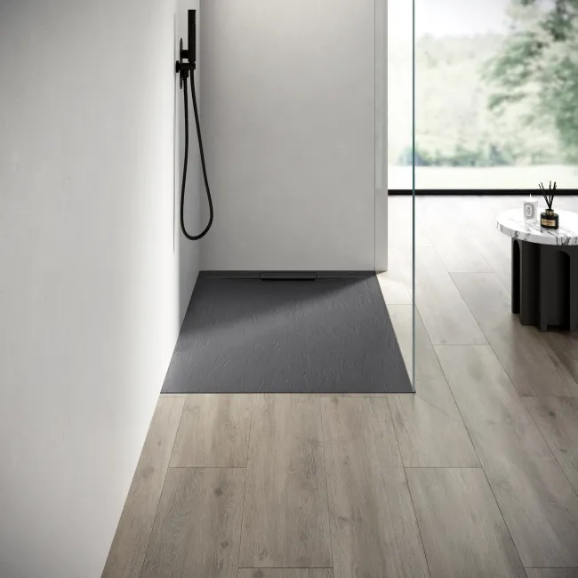 Tokyo Rectangular Matt Grey Slate Texture Stone Shower Tray 1200x800mm
