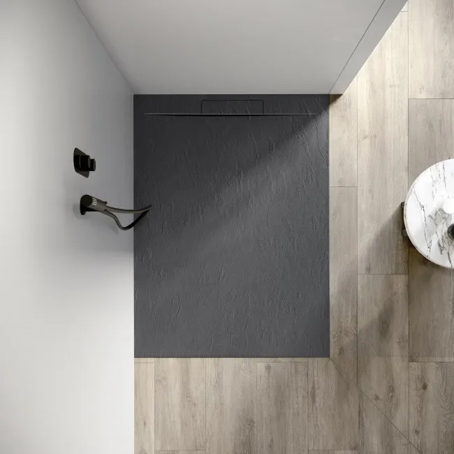 Tokyo Rectangular Matt Grey Slate Texture Stone Shower Tray 1200x900mm