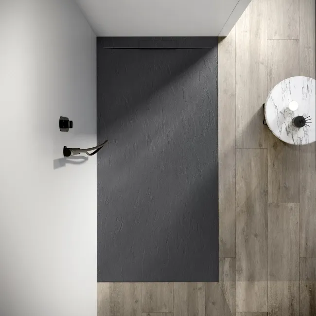 Tokyo Rectangular Matt Grey Slate Texture Stone Shower Tray 1800x900mm