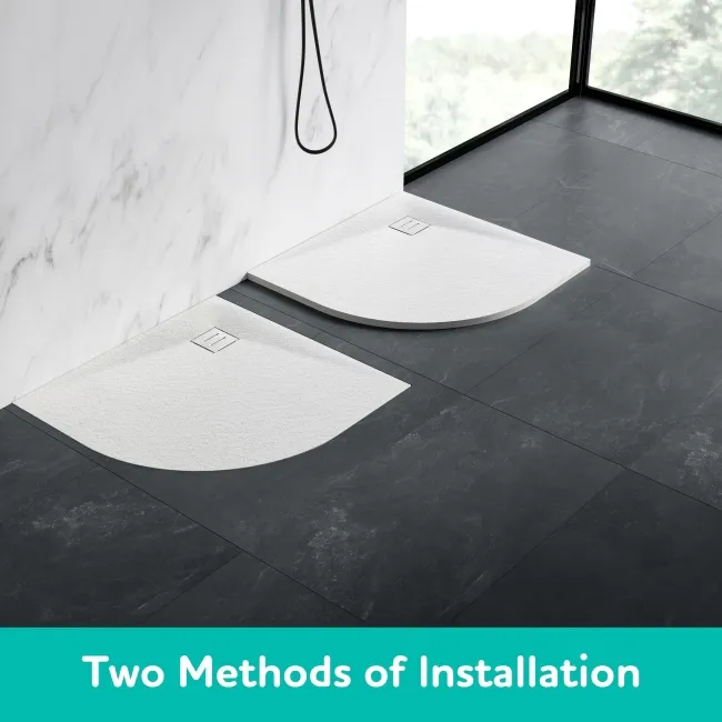 Berlin Quadrant Matt White Slate Effect SMC Composite Shower Tray 900x900mm