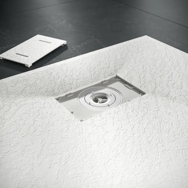 Berlin Rectangular Matt White Slate Effect SMC Composite Shower Tray 1700x800mm
