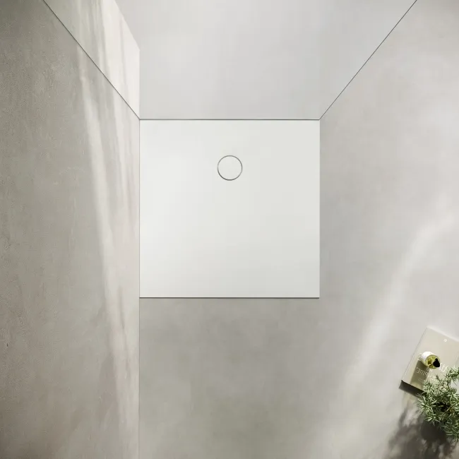 Seoul Low Profile Square Matt White Stone Shower Tray 800x800mm