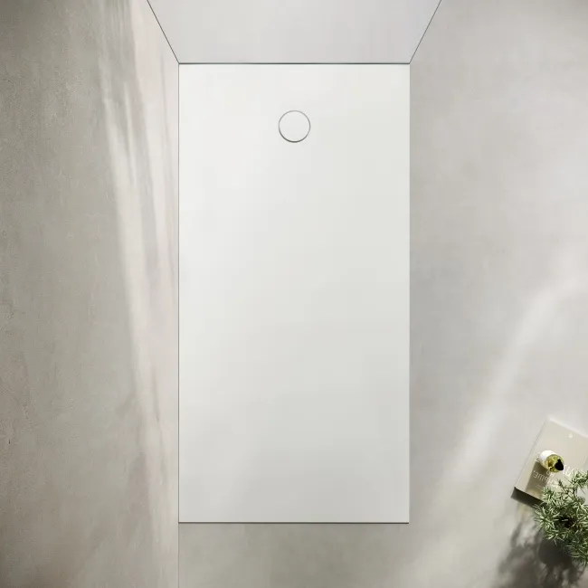 Seoul Low Profile Rectangular Matt White Stone Shower Tray 1800x900mm