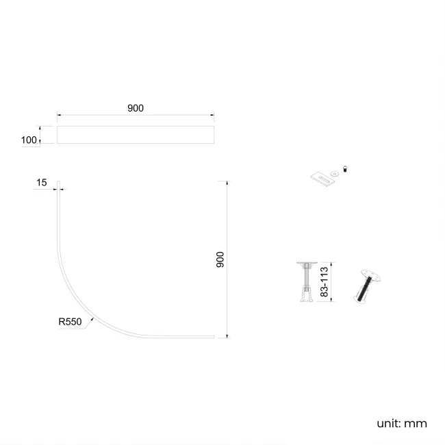 Doha Quadrant Gloss White Anti-Slip Stone Shower Tray 800x800mm & Riser Kit