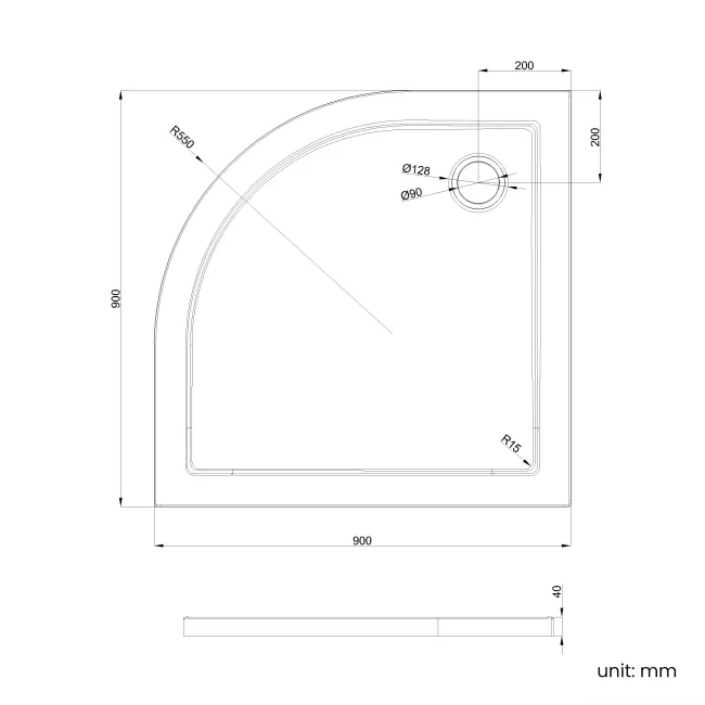 Cairo Quadrant SMC Composite Shower Tray 900x900mm & Riser Kit