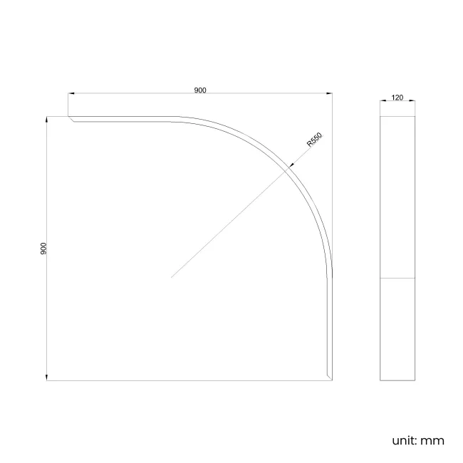 Cairo Quadrant SMC Composite Shower Tray 900x900mm & Riser Kit