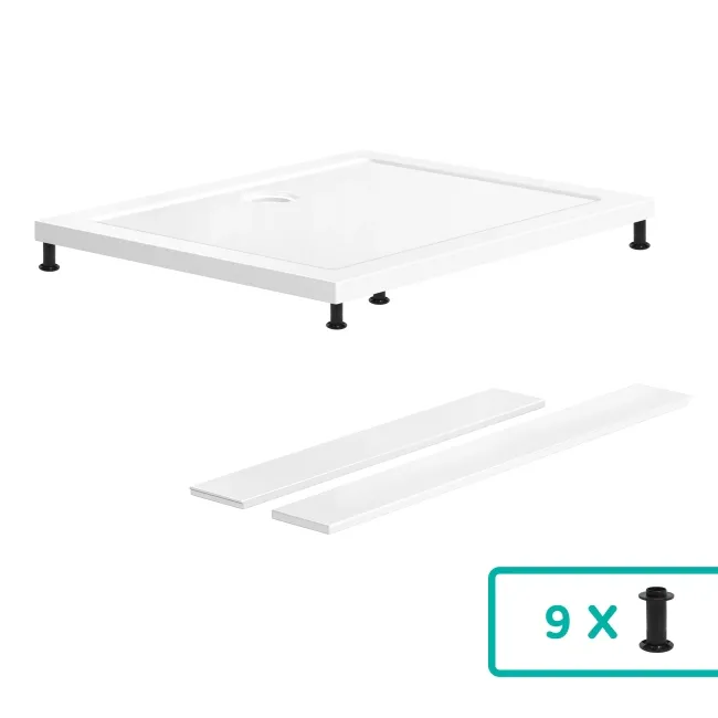 Cairo Rectangular SMC Composite Shower Tray 1000x700mm & Riser Kit