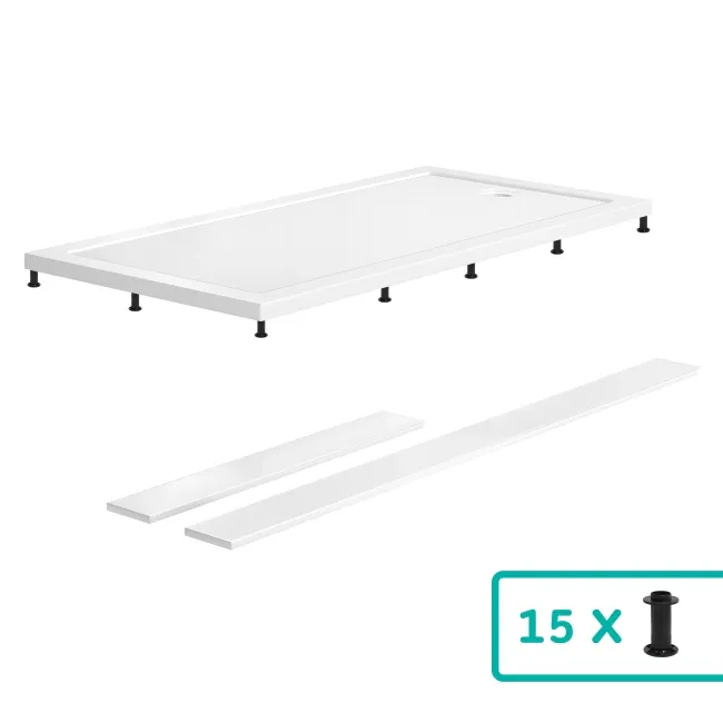 Cairo Rectangular SMC Composite Shower Tray 1600x700mm & Riser Kit