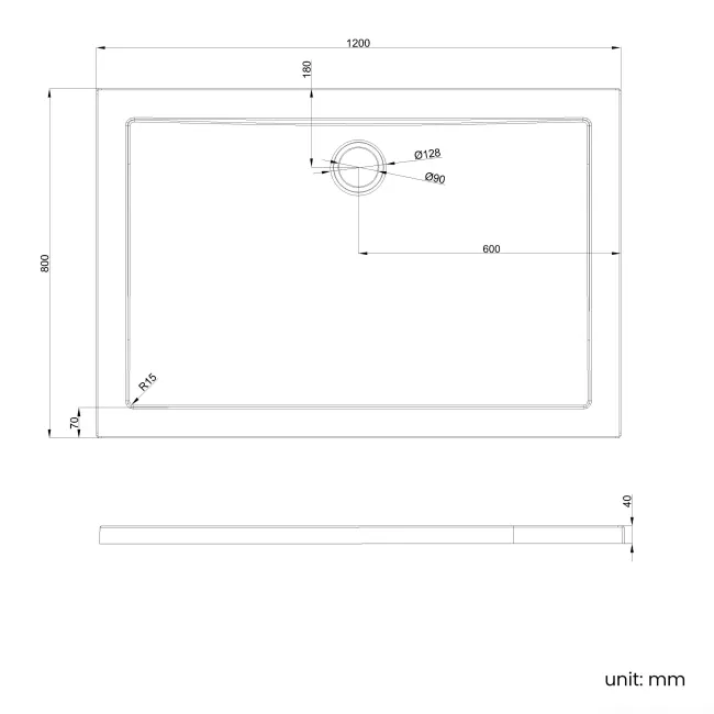 Cairo Rectangular SMC Composite Shower Tray 1200x800mm & Riser Kit