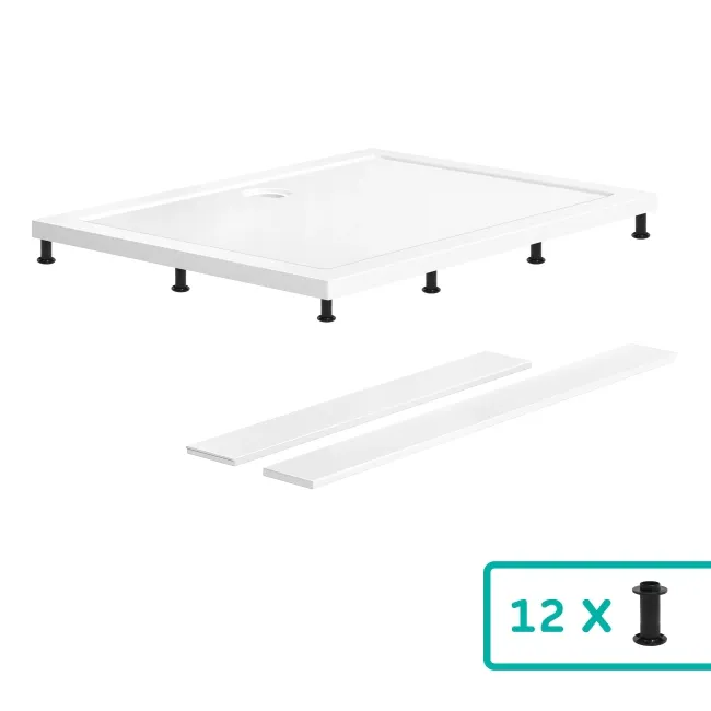 Cairo Rectangular SMC Composite Shower Tray 1200x900mm & Riser Kit