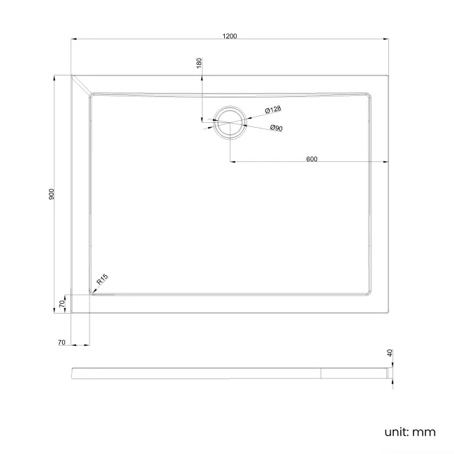 Cairo Rectangular SMC Composite Shower Tray 1200x900mm & Riser Kit