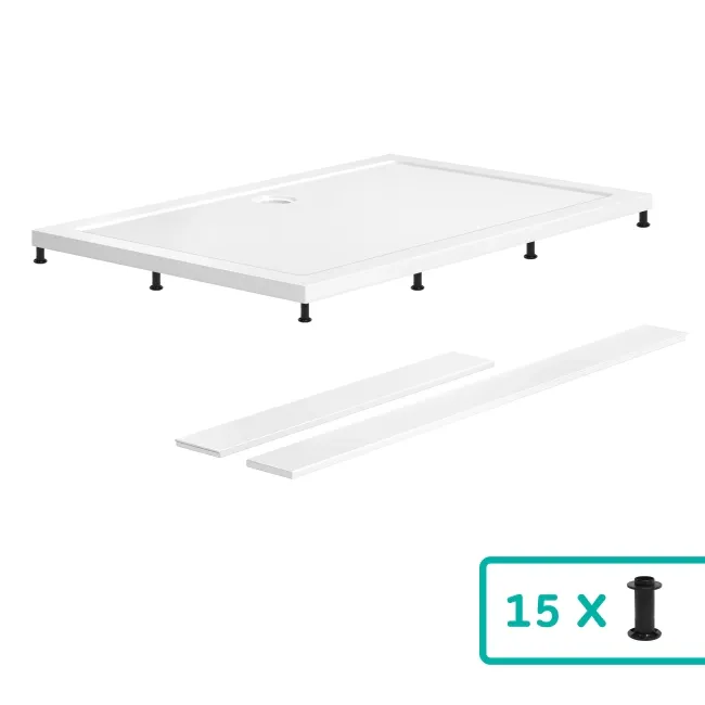 Cairo Rectangular SMC Composite Shower Tray 1400x900mm & Riser Kit