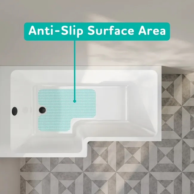 Brixton L Shaped 1500 Shower Bath - Left Handed