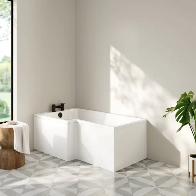 Brixton L Shaped 1500 Shower Bath - Left Handed