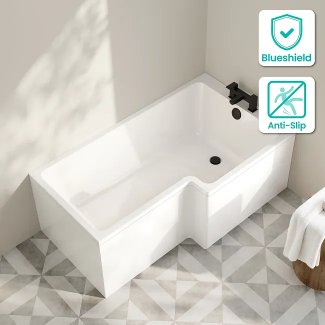 Brixton L Shaped 1500 Shower Bath - Right Handed