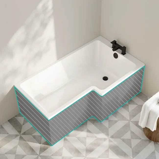 Brixton L Shaped 1500 Shower Bath - Right Handed