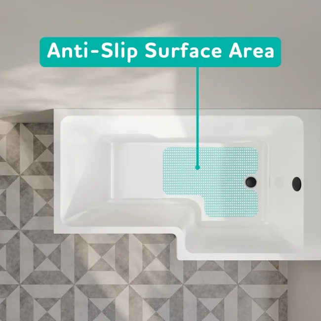 Brixton L Shaped 1500 Shower Bath - Right Handed
