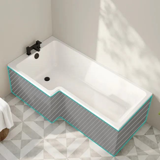Brixton L Shaped 1700 Shower Bath - Left Handed