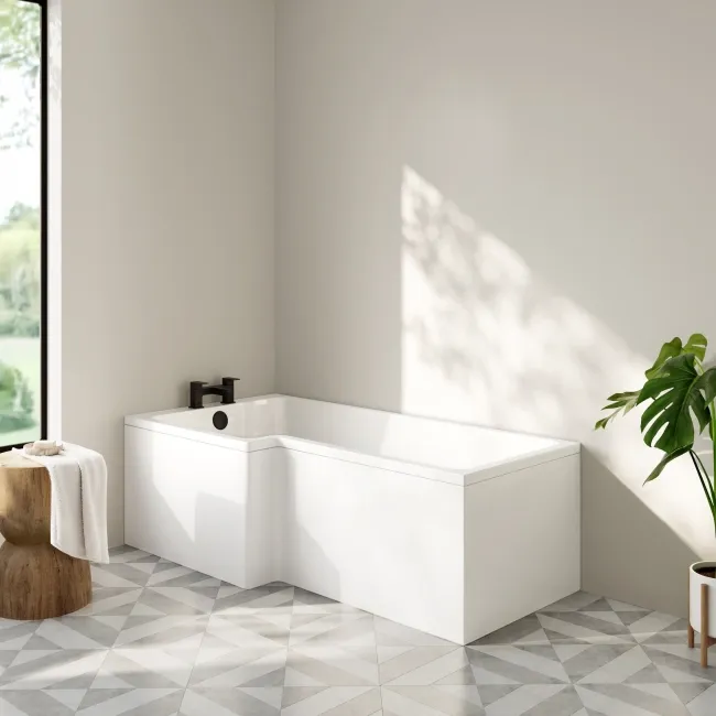 Brixton L Shaped 1700 Shower Bath - Left Handed